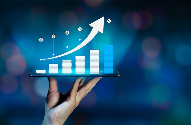 Graph of financial growth global communications Binary Smart Phones and world Internet