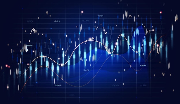 Graph of price growth and indicators Growth of business indicators high profit blue background