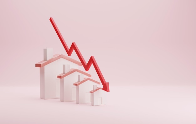 Graph of real estate market where arrowhead is falling