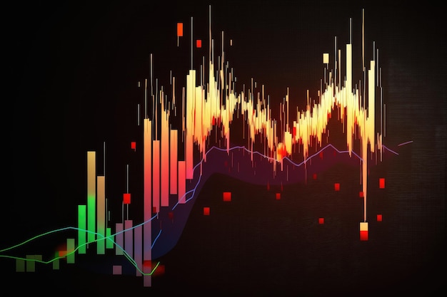 Graph with falling stock prices in investment candlestick graph indicator