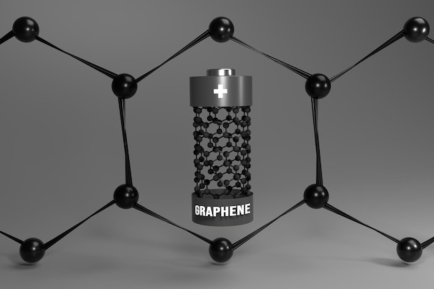 graphene battery concept framed with atomic cells hexagon connection