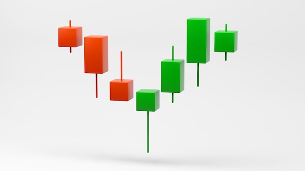 Graphic of 3D candlestick in stock market 3D render