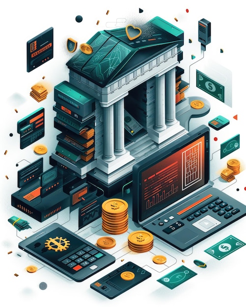 Graphic Art of Digital Finance Online Transactions Cryptos