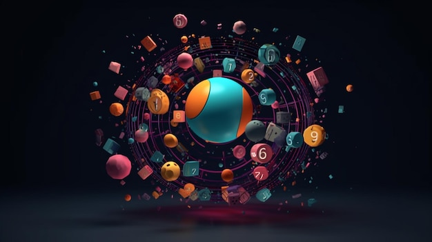 A graphic of a ball with a number of apps around it.