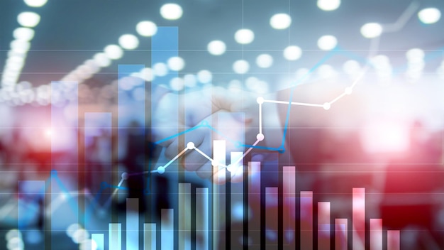 A graphic of a bar graph with the word financial on it