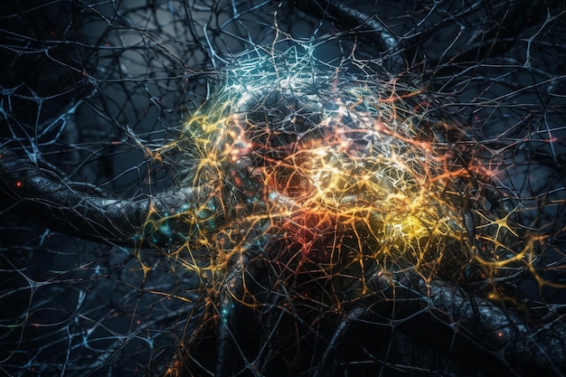 A graphic of a brain with different colors and the word neuron on it