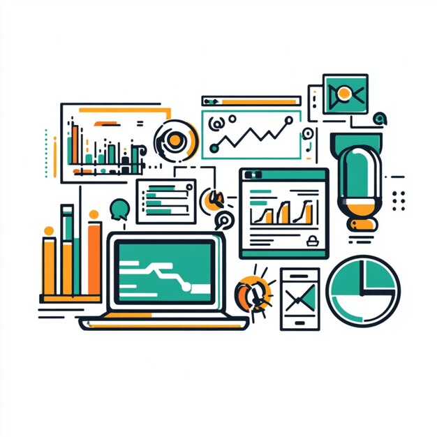 Photo a graphic of a business card with a graphic of a diagram and graphs