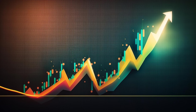 A graphic of a chart with a line graph showing the growth of the market.