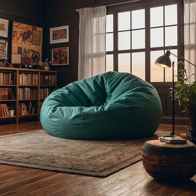 Graphic cozy gamer room giant bean bag chair