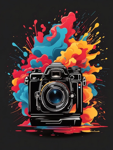 graphic design t shirt flat design camera colorful tones highly detailed clean vector image