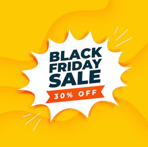 Photo graphic designed to advertise a black friday sale yellow background