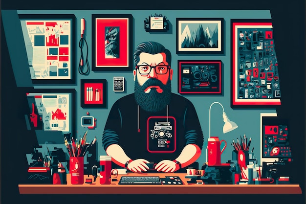 Graphic Designer flat illustration