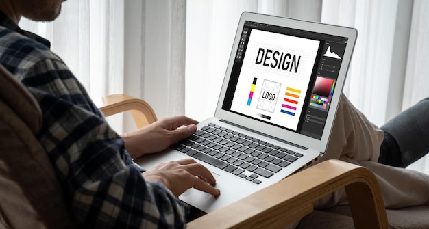 Graphic designer software for modern design of web page and commercial ads