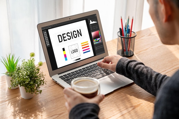 Graphic designer software for modern design of web page and commercial ads