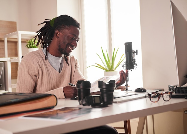 Graphic designerphotographer working in home office