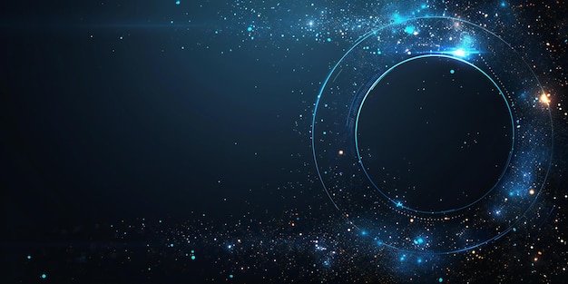 Graphic Futuristic digital technology background with blue circle and black color web design elemen