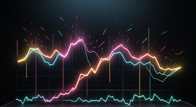 Photo a graphic of a graph with a green background with a blue background with a pink line in the middle