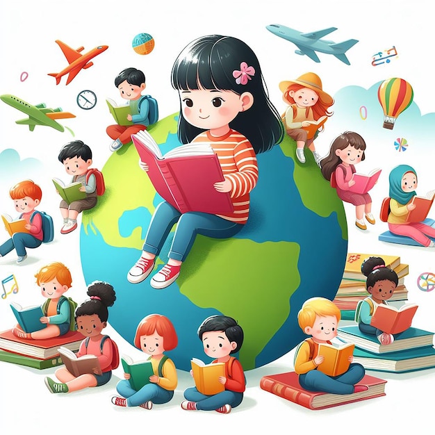 graphic illustration of books World Book Day