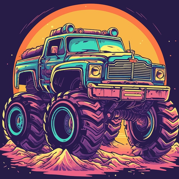 A graphic of a monster truck that says'monster truck '