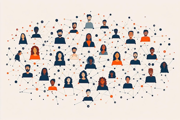 a graphic of people with social network community vector