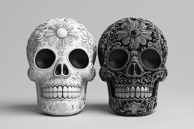 Graphic Sugar Skull in Black and White Versions