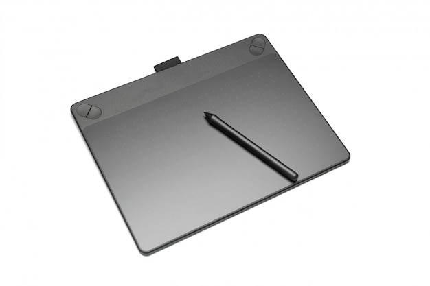 Graphic tablet with pen for illustrators and designers, isolated on white 