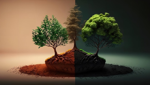 A graphic of trees with the roots showing