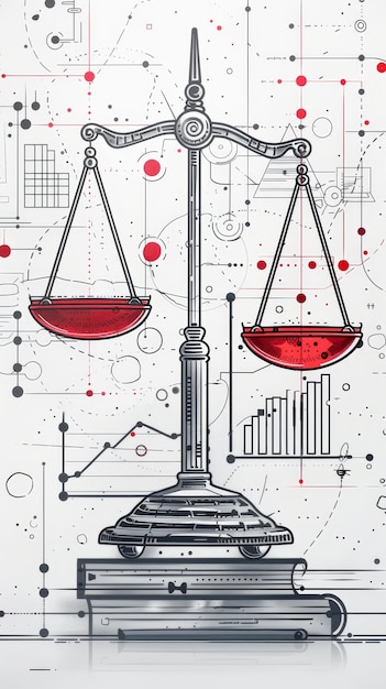 Photo a graphic of two scales with the words  the word  on the bottom