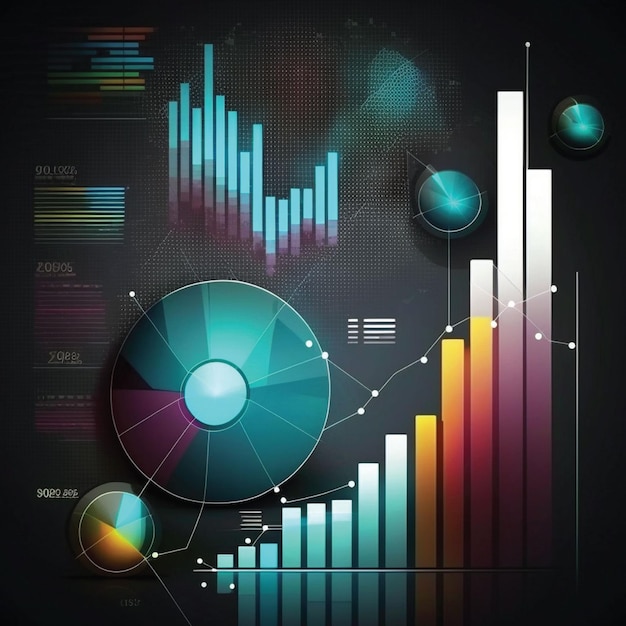 A graphic with a bar graph and the numbers in the middle.