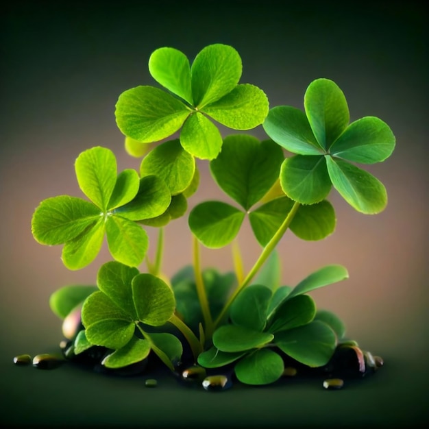 Photo graphics a bouquet of four leaf clovers green tones