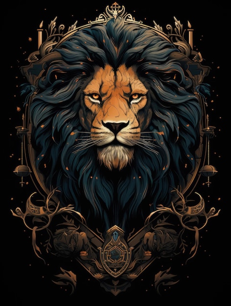 a graphics the fierce and regal profile of a lion with its majestic mane and piercing gaze