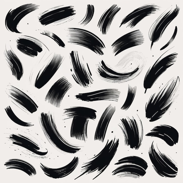 Photo graphics of various brush strokes of different shapes