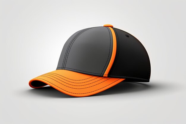 Photo graphite baseball cap with orange stripes isolated on white background side view