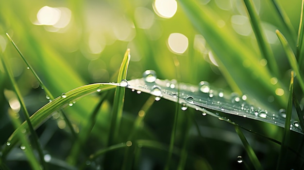 Grass field in sunny morning