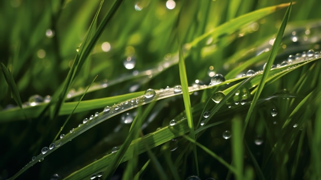 Grass field in sunny morning