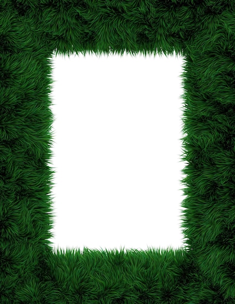 Grass frame outline on white background 3d rendering