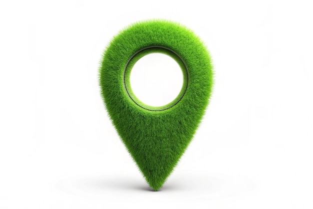 Grass location pin icon isolated white screen