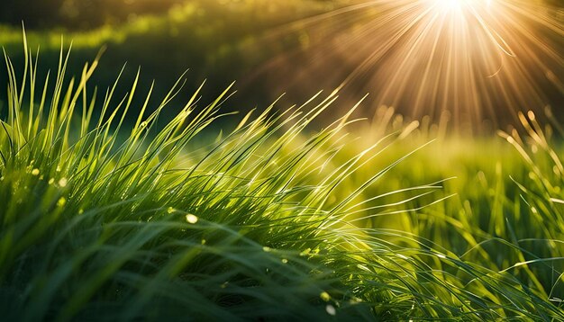 Photo grass with sun rays