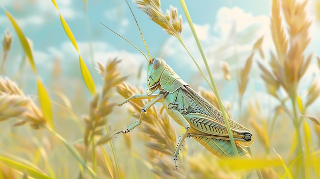 grasshopper in the grass