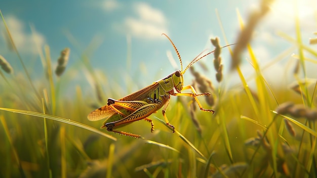 grasshopper in the grass