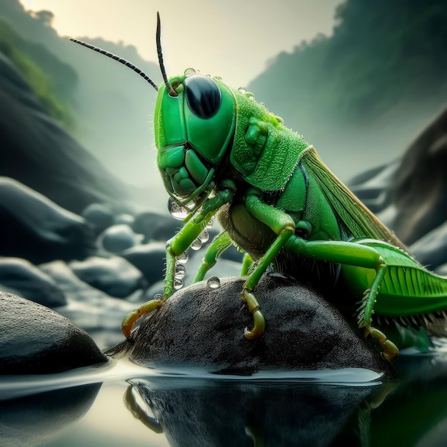 grasshopper on the rock