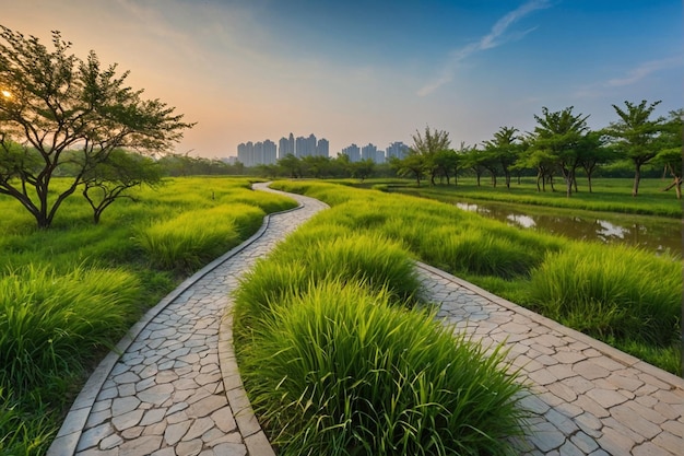 Grassland landscape and greening environment park background