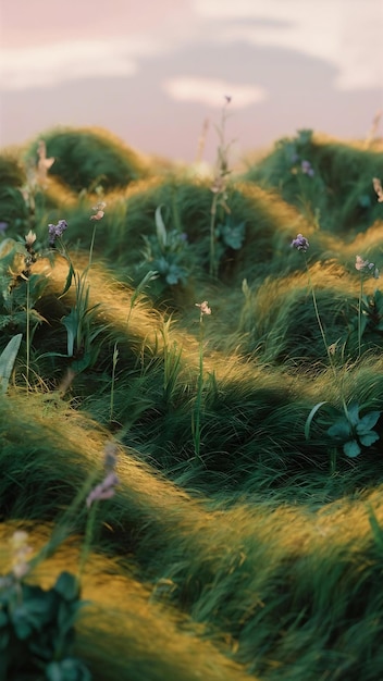 Photo grassy foliage on textured background