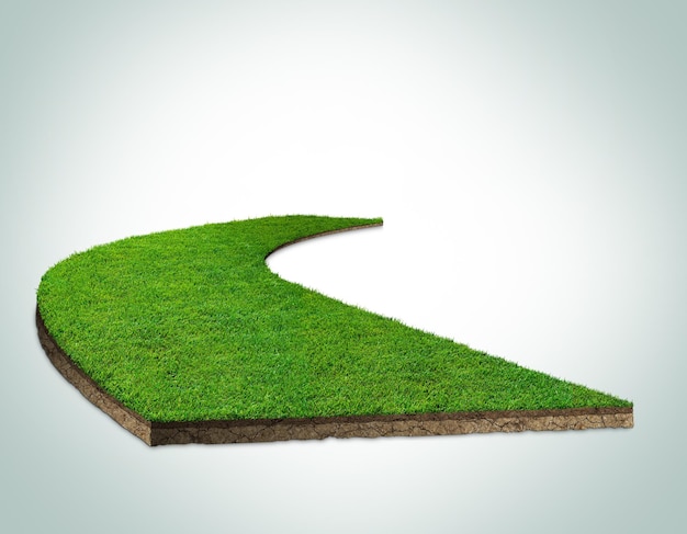 Grassy road isolated on background, 3d illustration of smart farming concept, farm online management