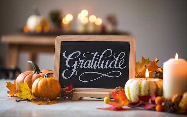 Gratitude Chalkboard with Elegant Script for Thanksgiving