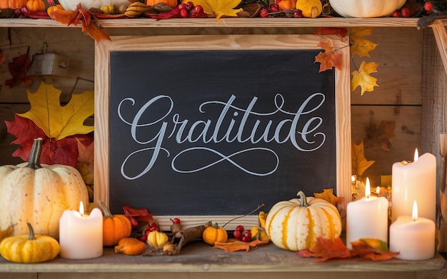 Gratitude Chalkboard with Elegant Script for Thanksgiving