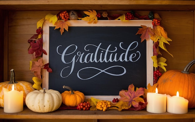 Gratitude Chalkboard with Elegant Script for Thanksgiving