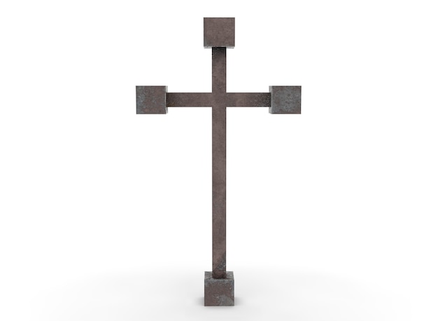 Grave cross on a white background