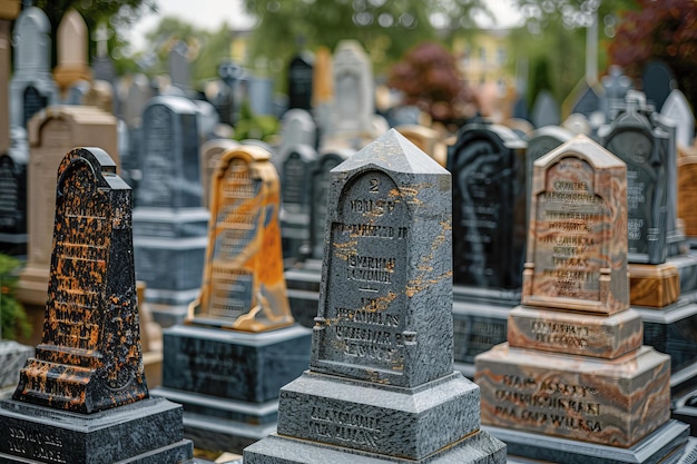 Photo a grave yard with the word  cemetary  on it