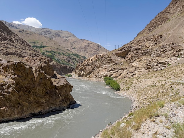 The gravel road along the Panj River